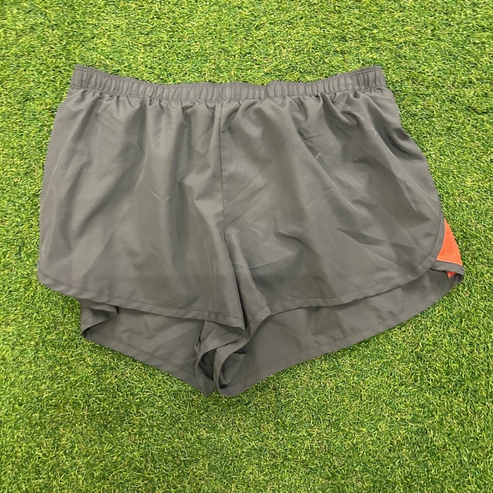 Nike Fit Dry Running Shorts Mens Large Gray Orange Mesh Athletic Gym Trunks L